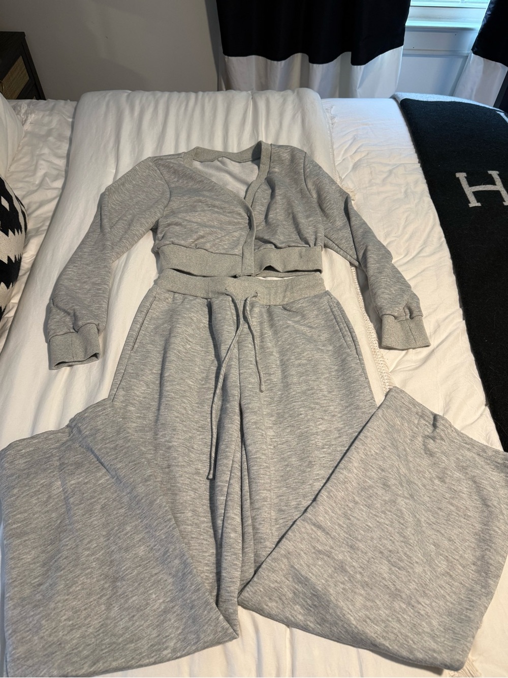 SHEIN Light Gray Wide-Leg Sweatpants Jumpsuit Set